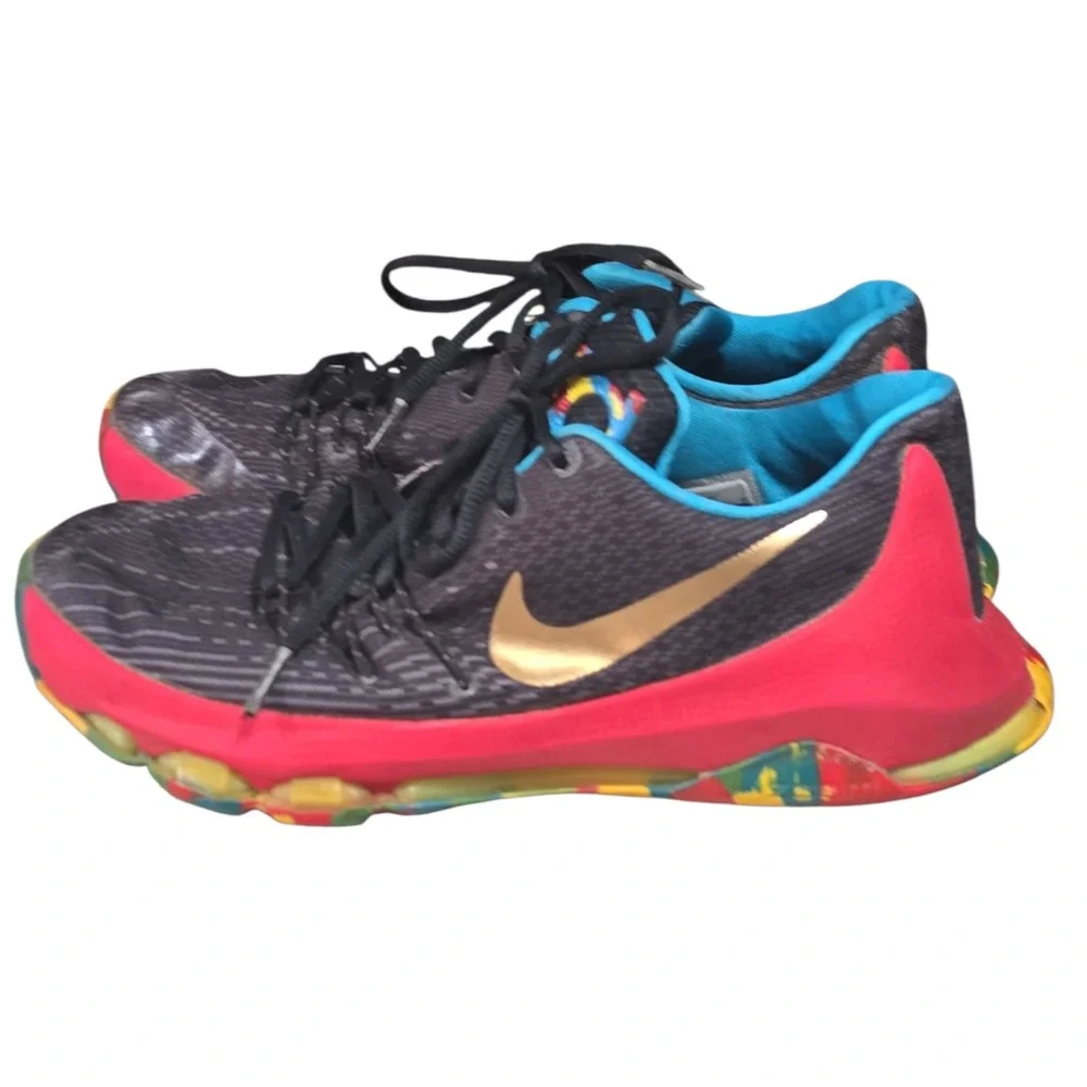Nike KD 8 GS Money‎ Ball Basketball Shoes Kids Kevin Durant Black Gold Red 7Y*